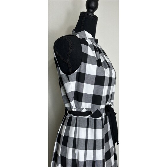 Anna Sui Black & White Gingham Fit & Flair Sleeveless Halter Dress Size 8 - Picture 8 of 9
